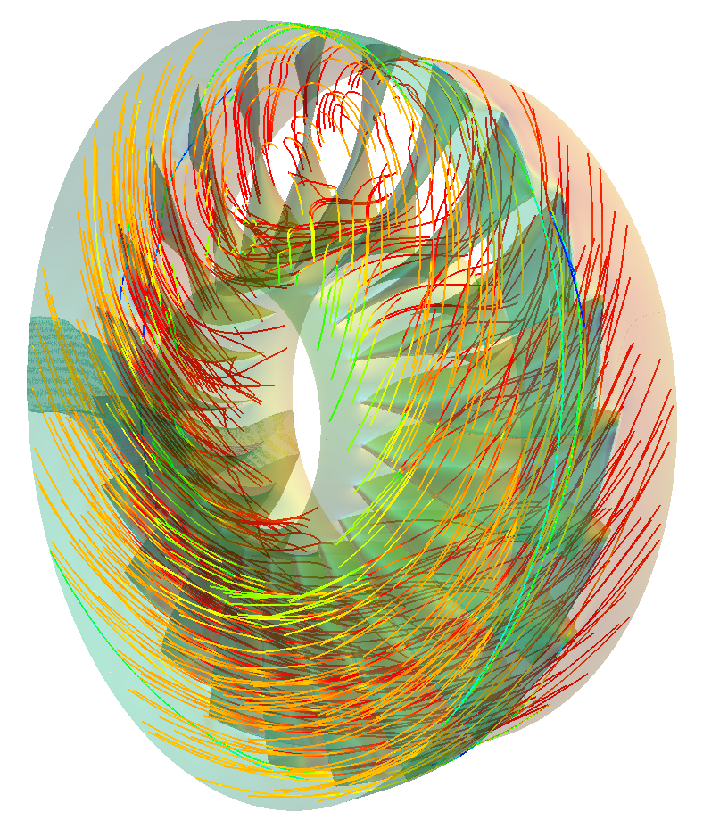 Paraview TreamTraces Axial Compressor Segment Tutorial Pressure Z+ View NASA Rotor 67 CFD
