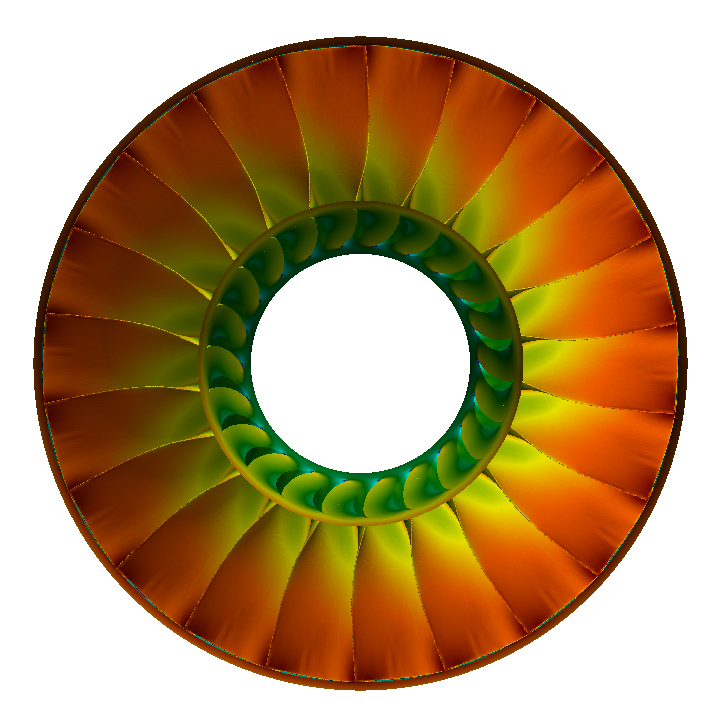 Axial Compressor Segment Tutorial Pressure Z+ View NASA Rotor 67 CFD