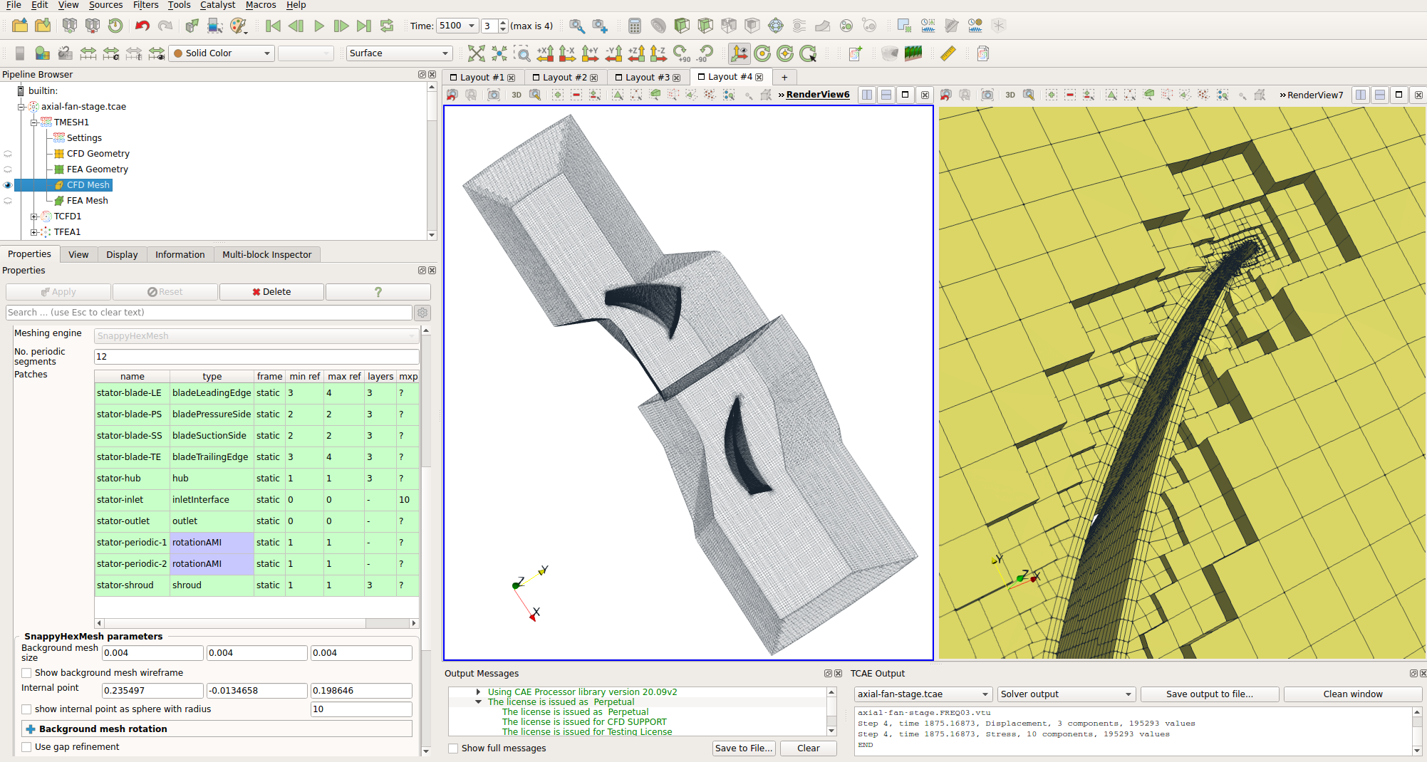 TCAE Axial Fan Mesh GUI Graphical Interface