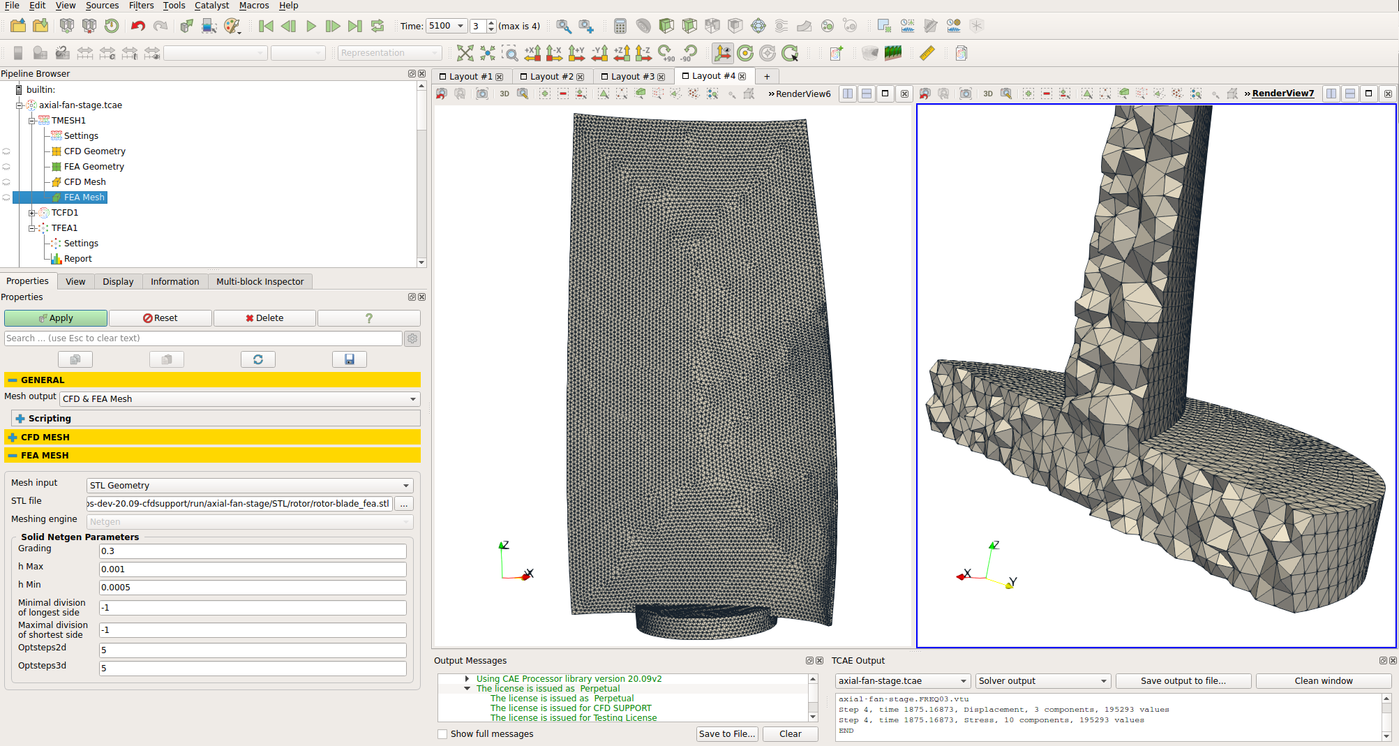 TCAE Axial Fan FEA Mesh GUI Graphical Interface