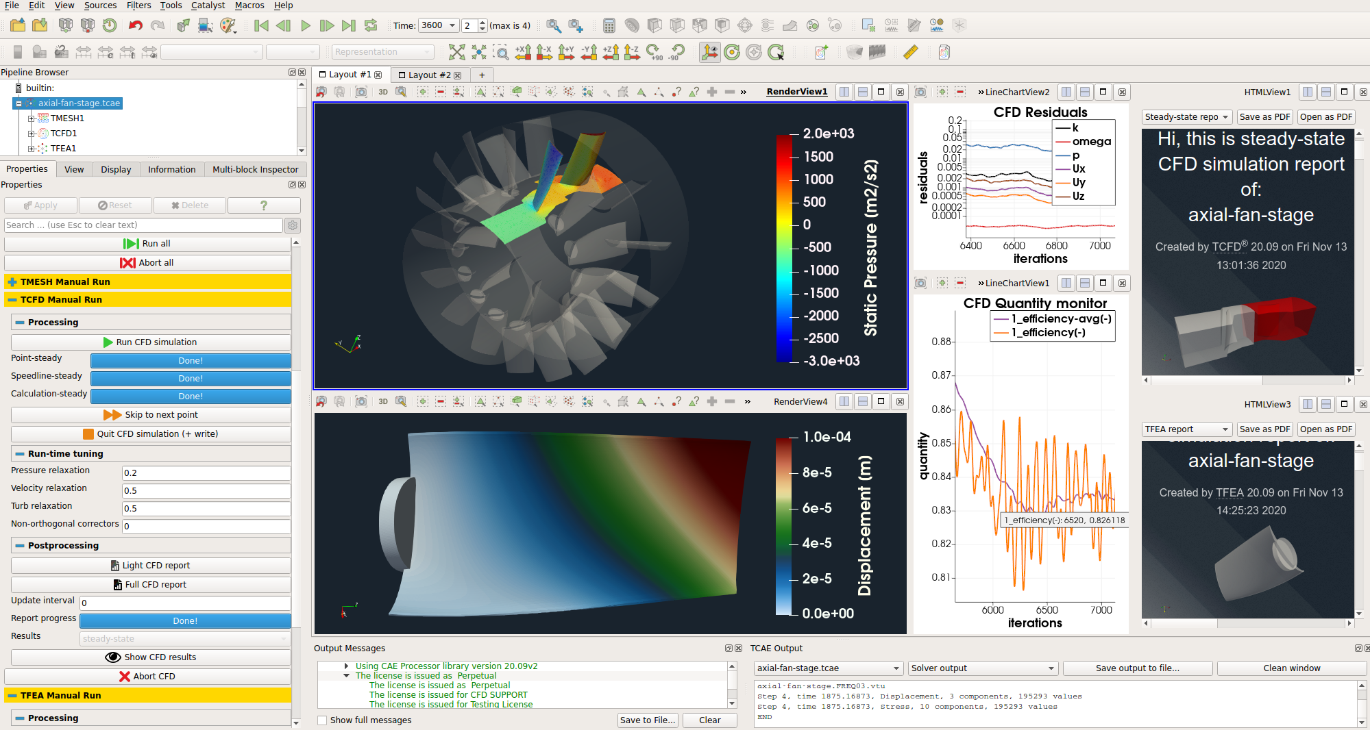 TCAE tutorial Axial fan FSI GUI interface