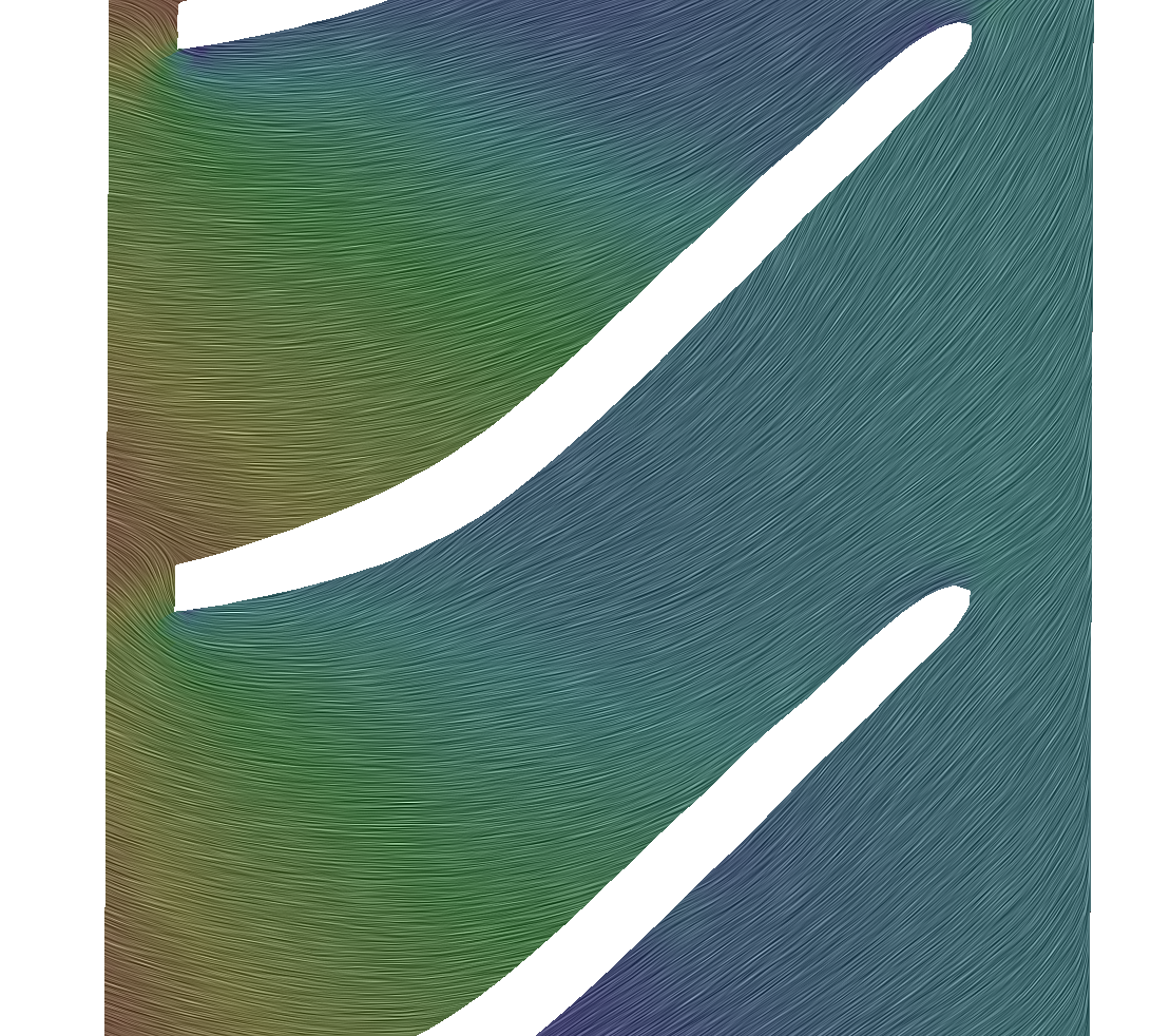 CFturbo-TurbomachineryCFD-radial-turbine-unwrapped-blade-slice-pressure-streamtraces