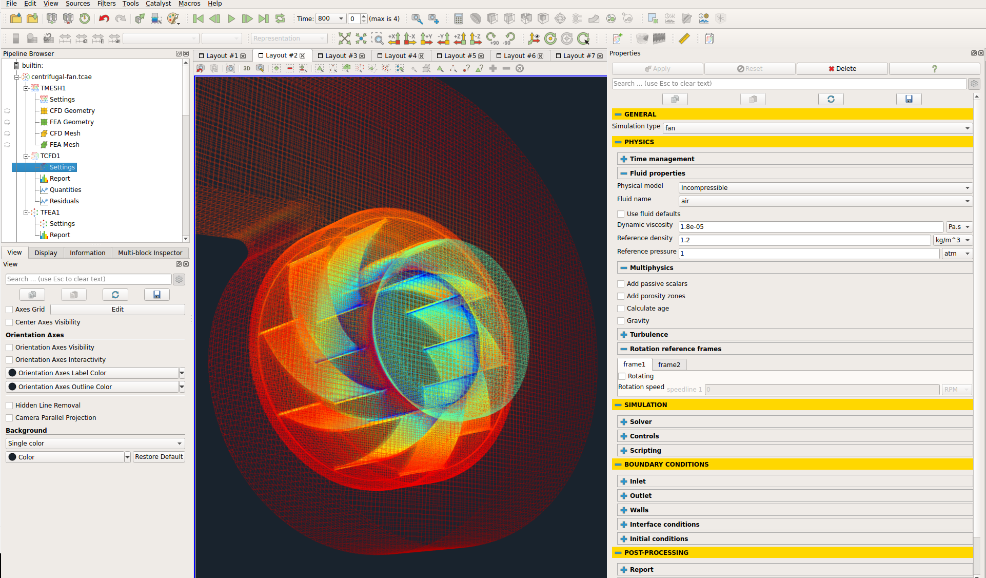 TCAE Centrifugal Fan CFD setup GUI