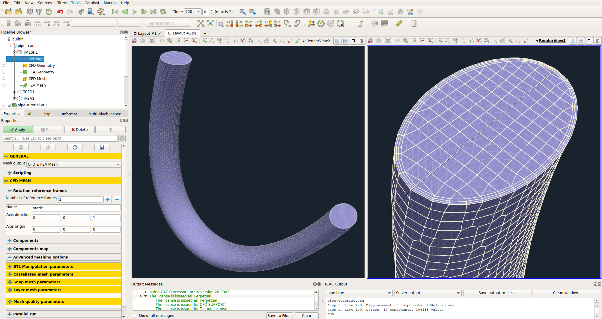TCAE Pipe Mesh GUI Graphical Interface