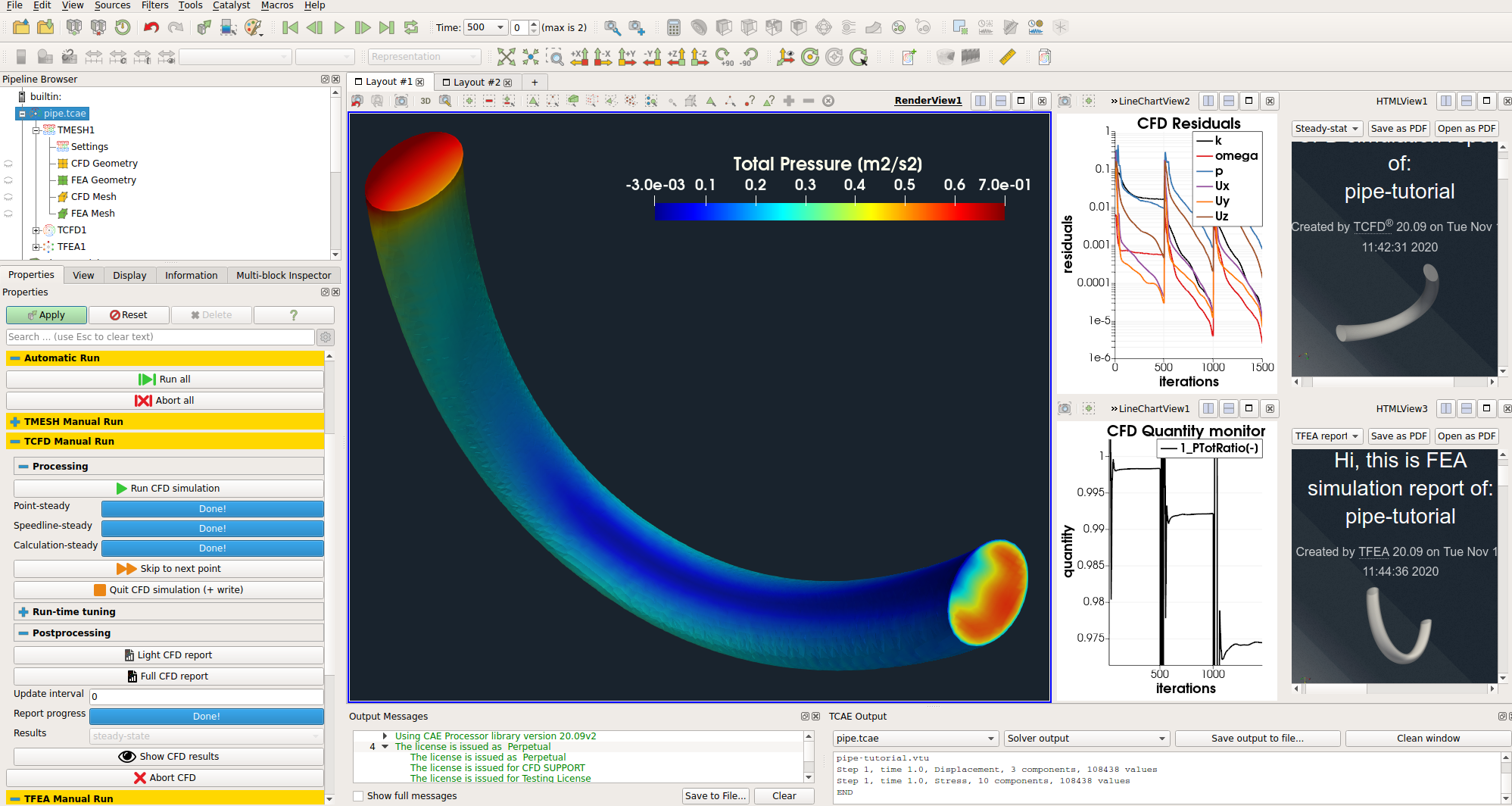 TCAE Pipe CFD setup GUI
