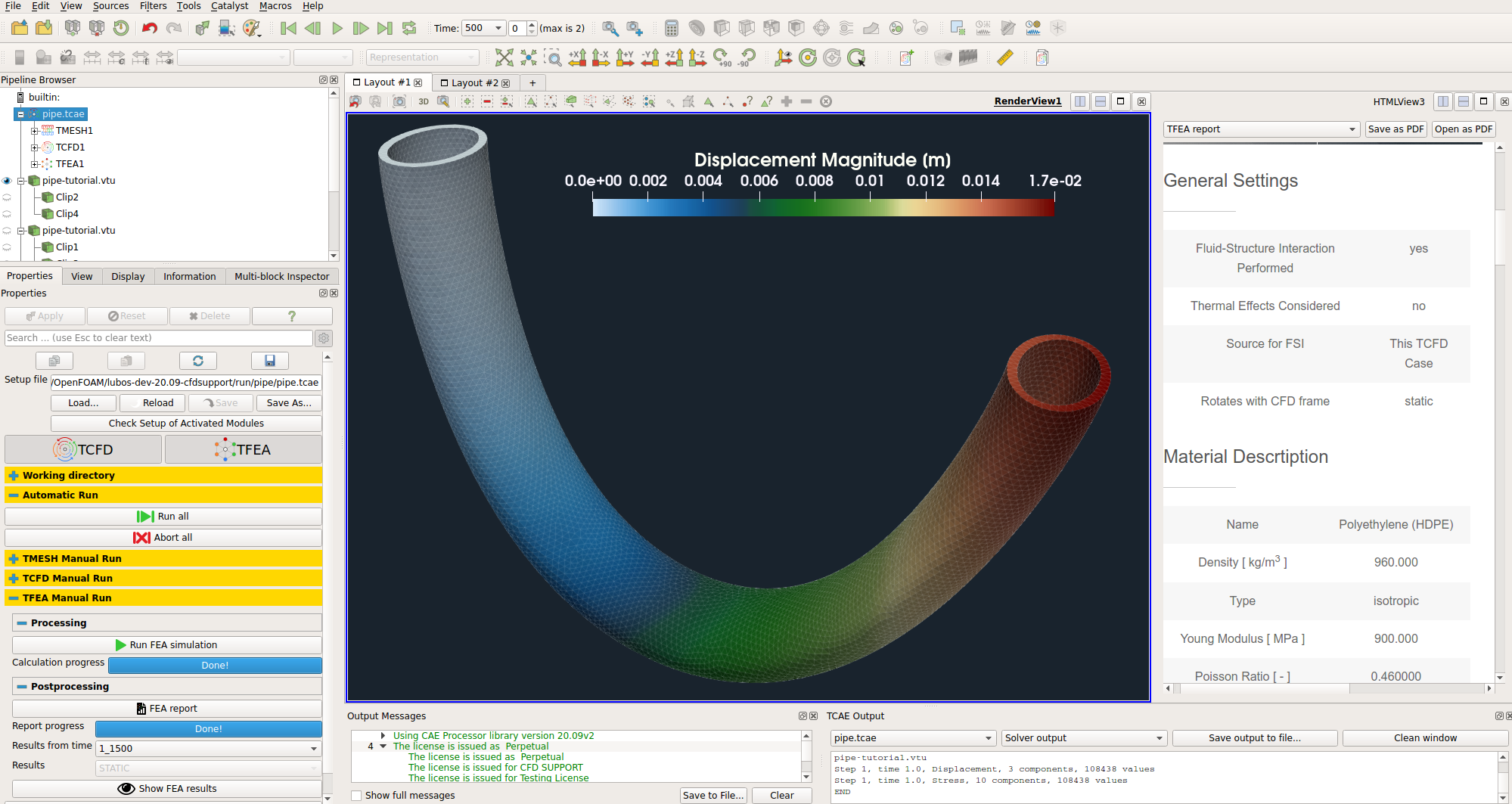 TCAE Pipe CFD setup GUI