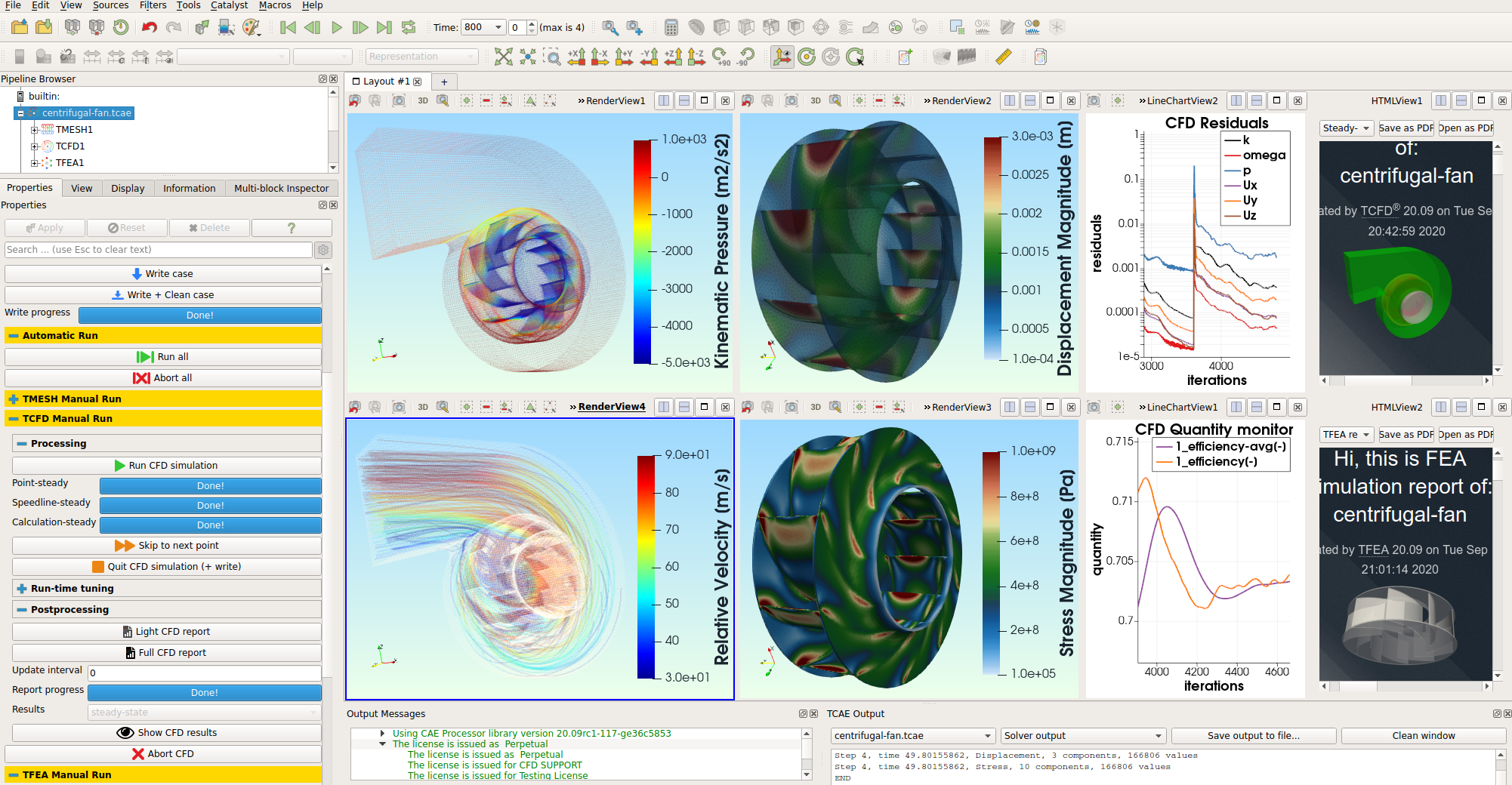 TCAE simulation run interface GUI
