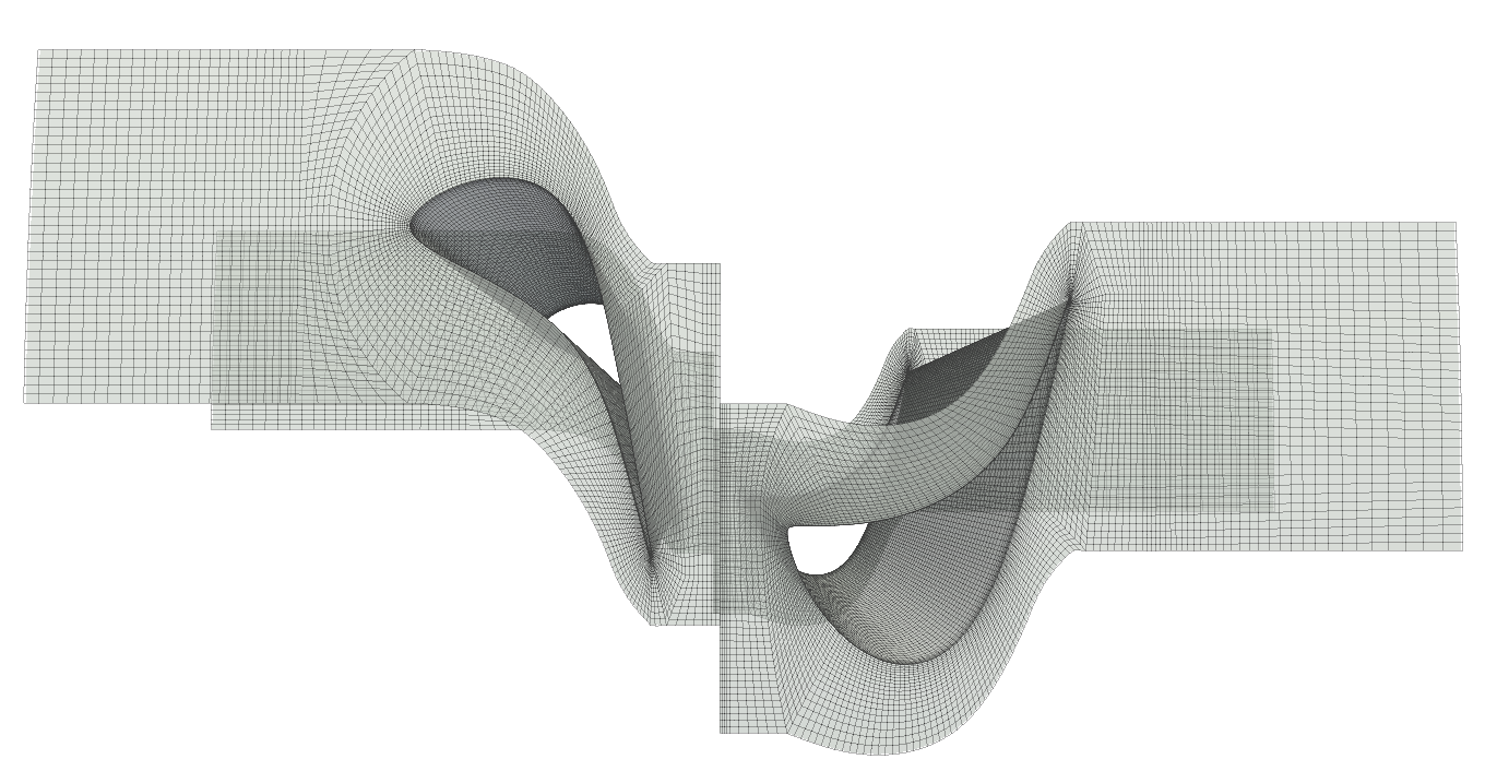 Axial turbine Full Wheel Stator Rotor turbomachinery Mesh CFD view 1