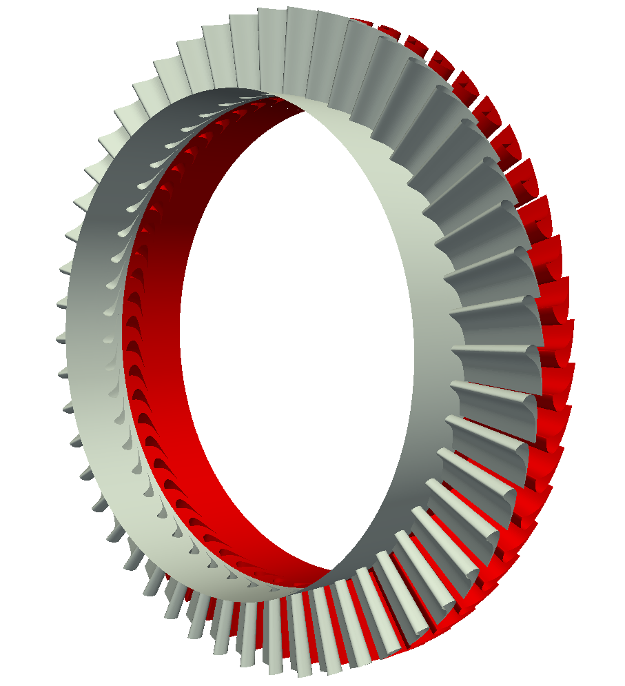 Axial turbine Full Wheel Stator Rotor turbomachinery CFD view 2