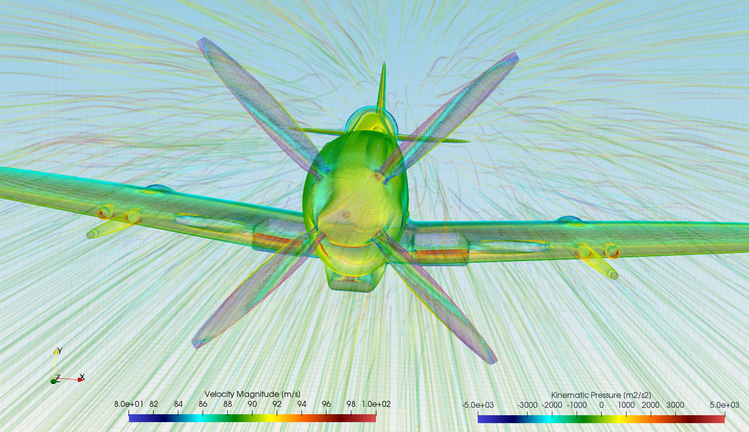 Spitfire Paraview StreamTraces Velocity