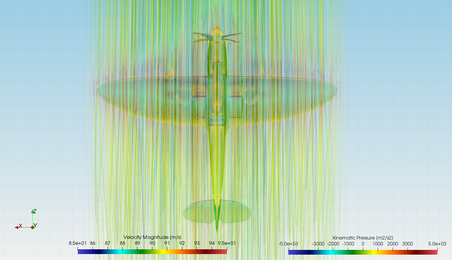 Spitfire Paraview StreamTraces Velocity