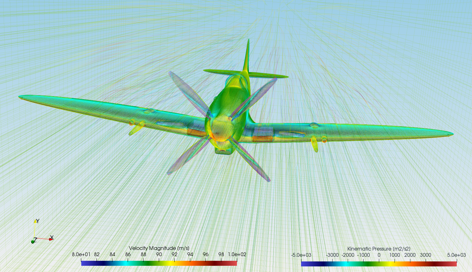 Spitfire Paraview StreamTraces Velocity