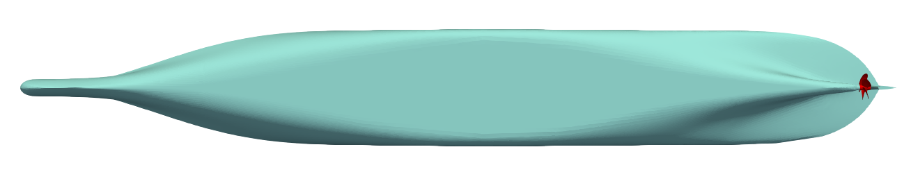 TCFD ship hull propeller tutorial geometry left view