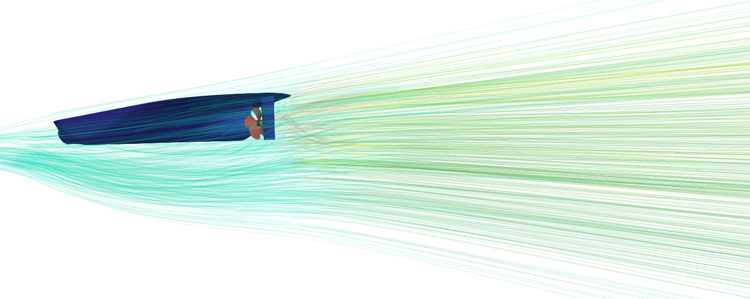 ship hull propeller Paraview StreamTraces Velocity