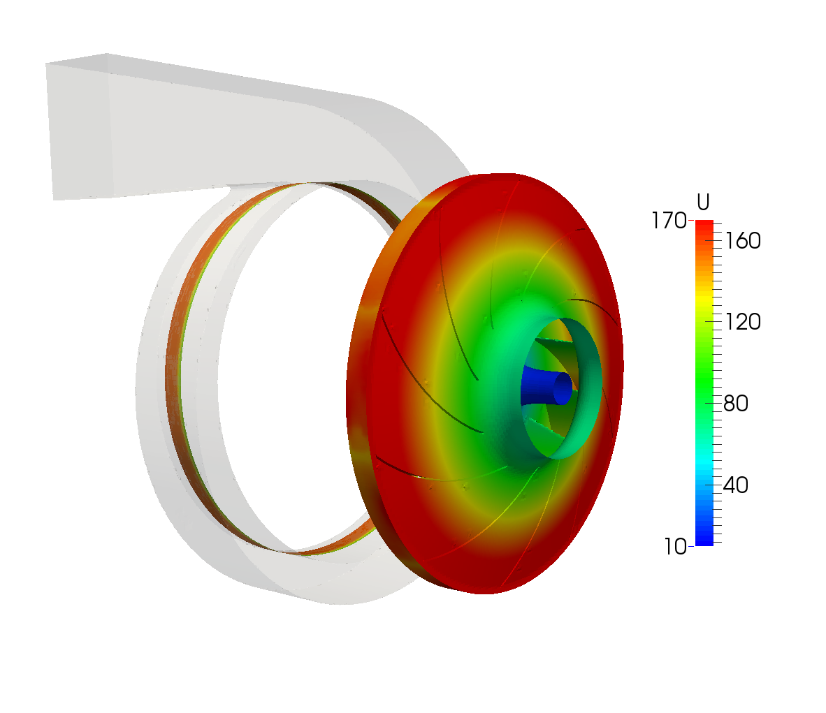 CFD radial fan CFD Cull frontface view impeller spiral interface