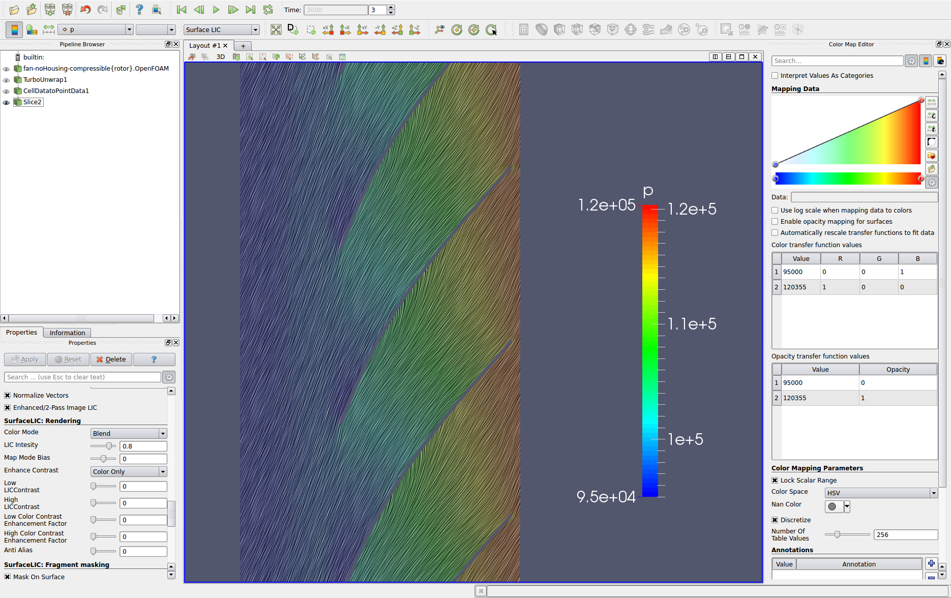 CFD Centrifugal Fan Turbo Blade Post Unwraped Blade To Blade View