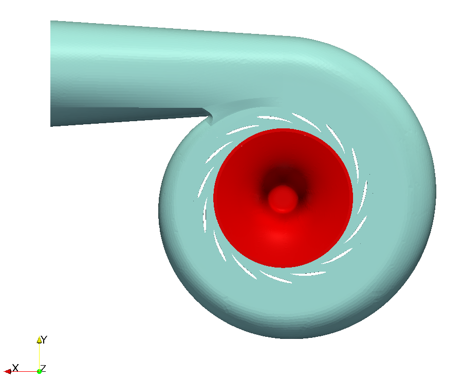 Surface model centrifugal radial turbine z+ view STL model