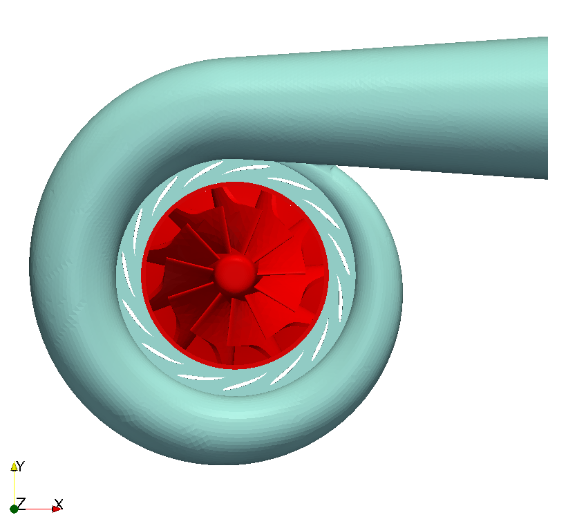 Surface model centrifugal radial turbine z- view STL model