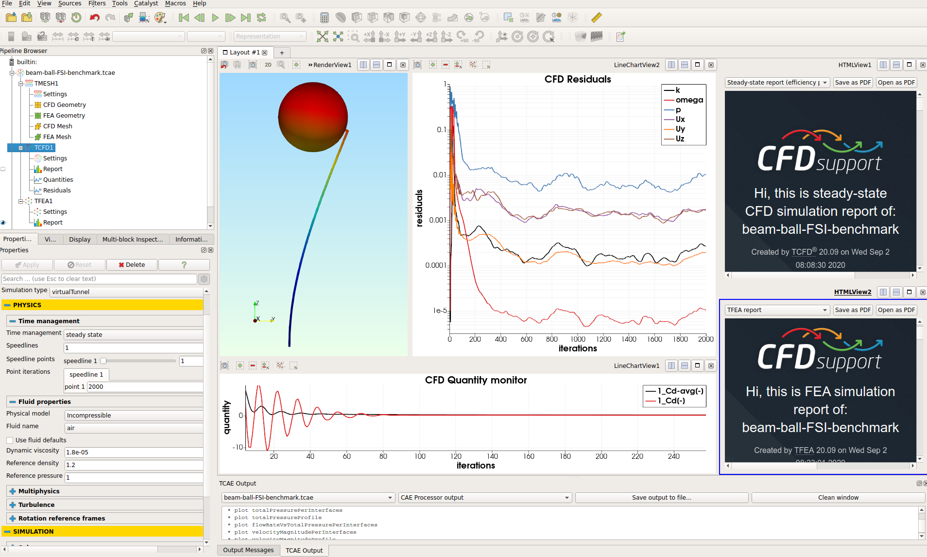 TCAE tutorial Beam-Ball FSI simulation interface