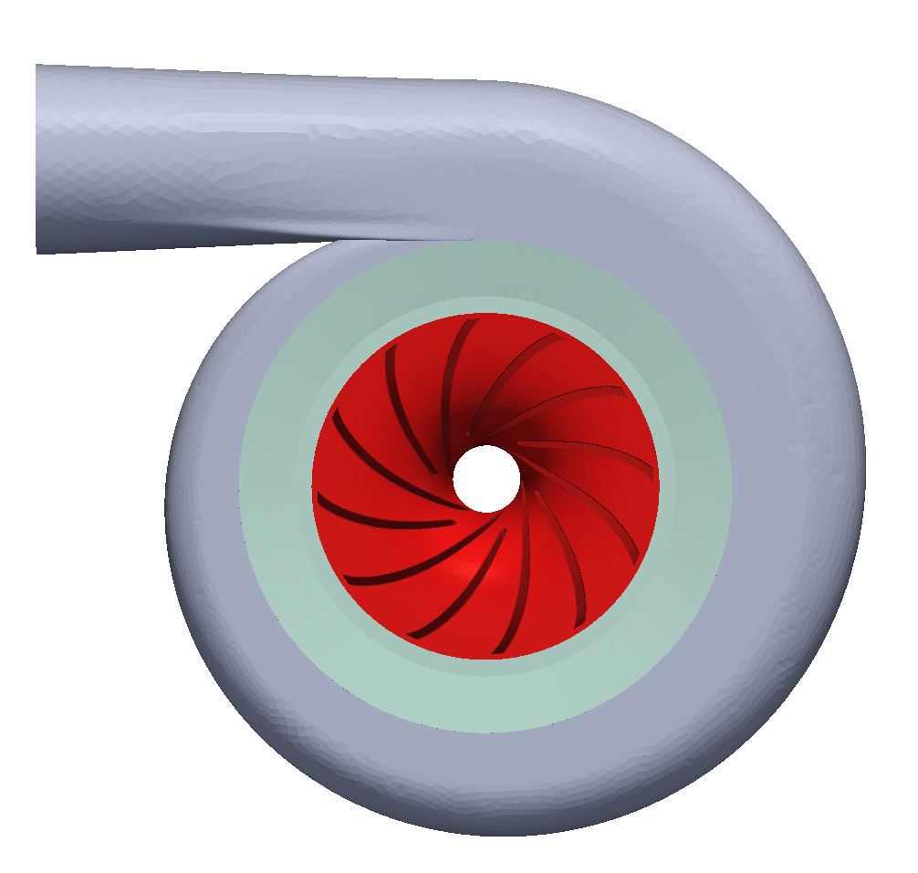 Surface model centrifugal radial compressor z+ view STL model