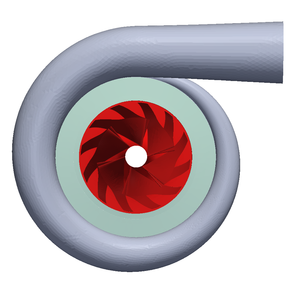 Surface model centrifugal radial compressor z- view STL model