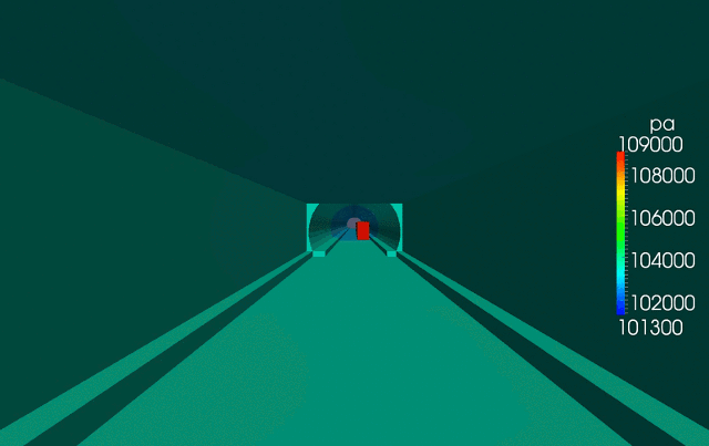 train in tunnel with sudden cross-section change cfd
